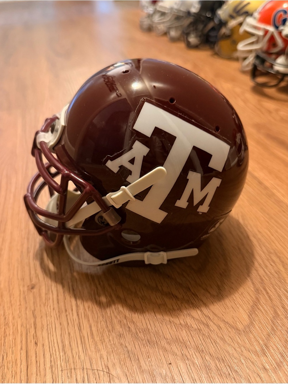 Mini Texas A&M Maroon Football Helmet with White Logo